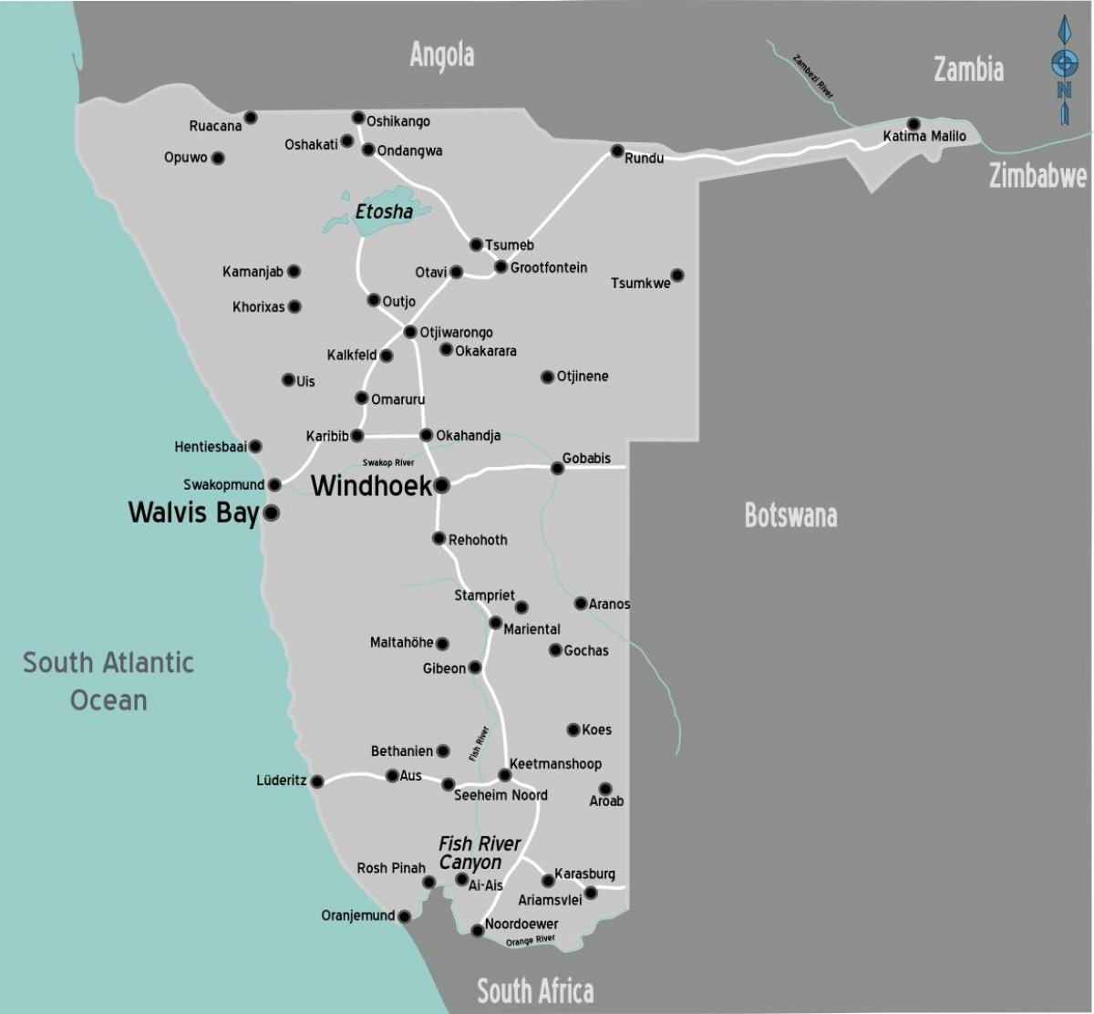 Peta stesen petrol Namibia